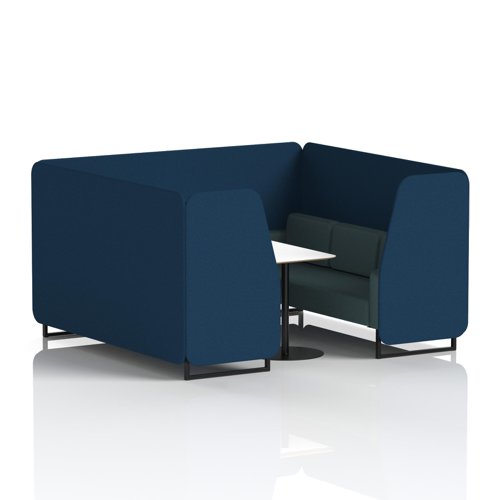 Brixworth 6 Seater Booth With Black Legs And White Table With Black Leg In X2 Fabric - Calculus Panels And Polygon Sofa