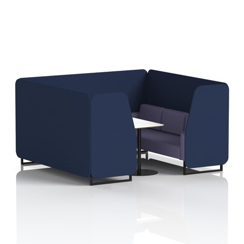 Brixworth 6 Seater Booth With Black Legs And White Table With Black Leg In Synergy Fabric - Alike Panels And Order Sofa