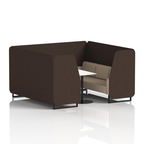 Brixworth 6 Seater Booth With Black Legs And White Table With Black Leg In Synergy Fabric - Wed Panels And Affix Sofa
