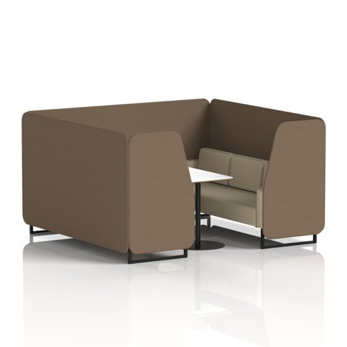 Brixworth 6 Seater Booth With Black Legs And White Table With Black Leg In Sumi Fabric - Osaka Panels And Zen Sofa