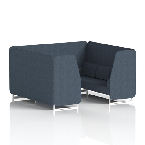 Brixworth 6 Seater Booth With White Legs In Rivet Fabric - Crucible Panels And Sofa