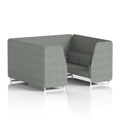 Brixworth 6 Seater Booth With White Legs In Rivet Fabric - Prime Panels And Sofa