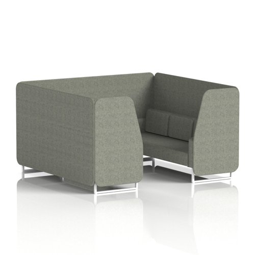 Brixworth 6 Seater Booth With White Legs In Rivet Fabric - Vitreous Panels And Sofa