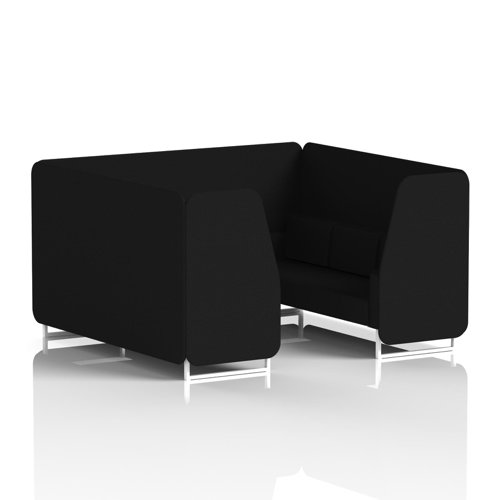 Brixworth 6 Seater Booth With White Legs In X2 Fabric - Diameter Panels And Sofa