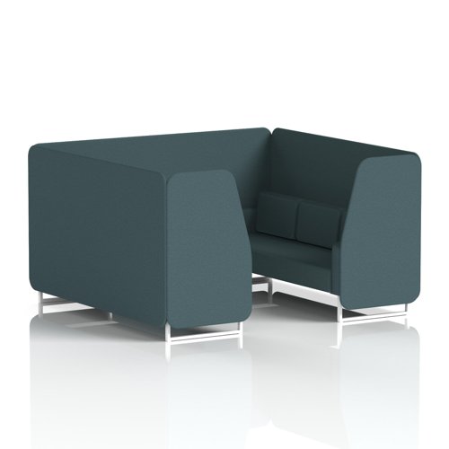 Brixworth 6 Seater Booth With White Legs In X2 Fabric - Polygon Panels And Sofa