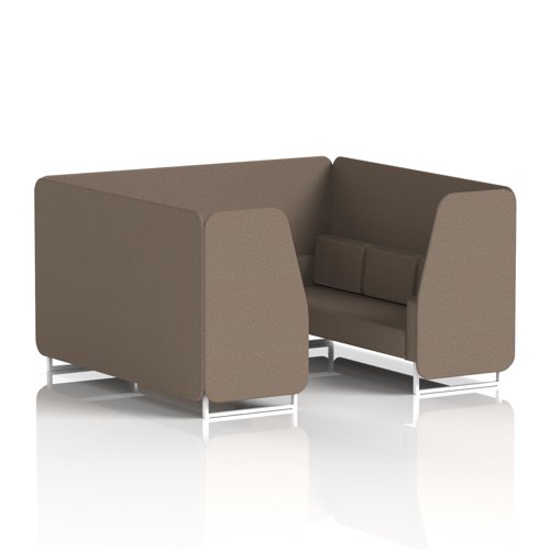 Brixworth 6 Seater Booth With White Legs In X2 Fabric - Theory Panels And Sofa