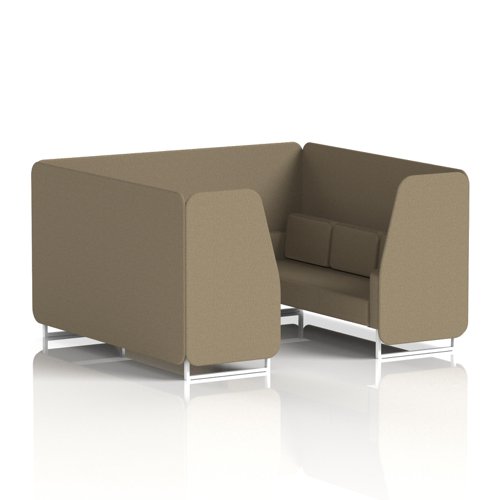 Brixworth 6 Seater Booth With White Legs In Main Line Flax Fabric - Bank Panels And Sofa
