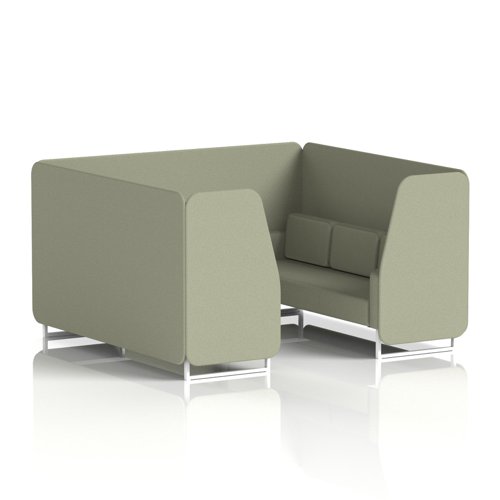 Brixworth 6 Seater Booth With White Legs In Main Line Flax Fabric - Newbury Panels And Sofa
