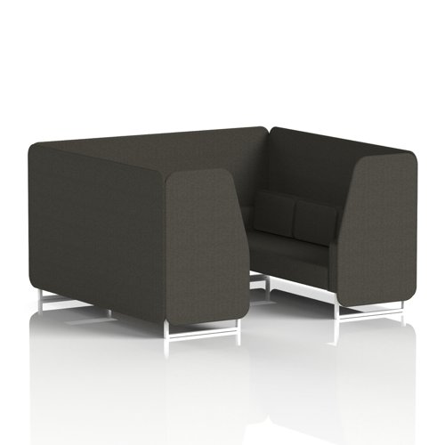 Brixworth 6 Seater Booth With White Legs In Main Line Flax Fabric - Temple Panels And Sofa