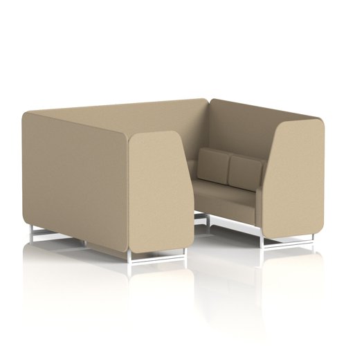 Brixworth 6 Seater Booth With White Legs In Main Line Flax Fabric - Upminster Panels And Sofa