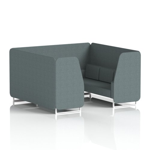 Brixworth 6 Seater Booth With White Legs In Main Line Flax Fabric - Westminster Panels And Sofa