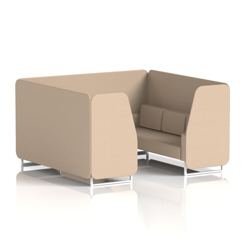 Brixworth 6 Seater Booth With White Legs In Synergy Fabric - Affix Panels And Sofa