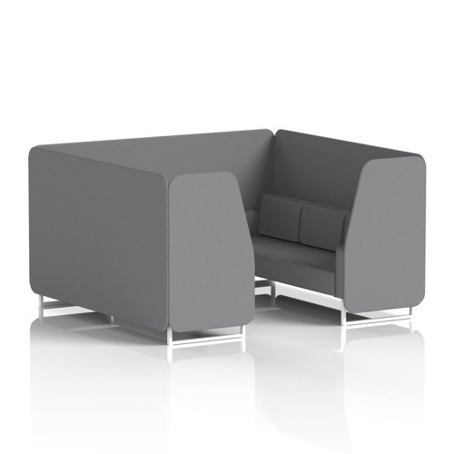 Brixworth 6 Seater Booth With White Legs In Synergy Fabric - Partner Panels And Sofa