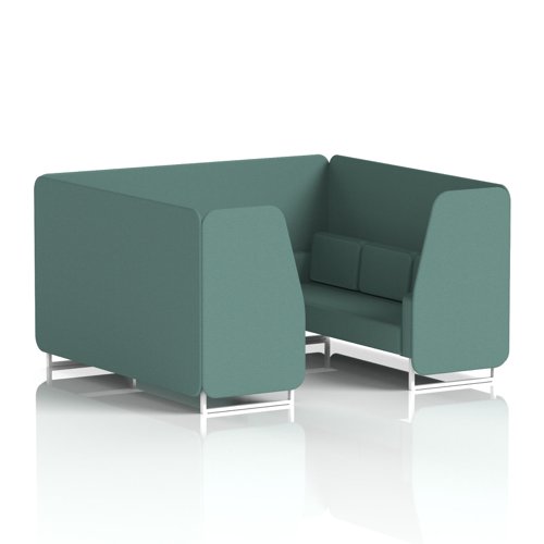 Brixworth 6 Seater Booth With White Legs In Sumi Fabric - Handa Panels And Sofa