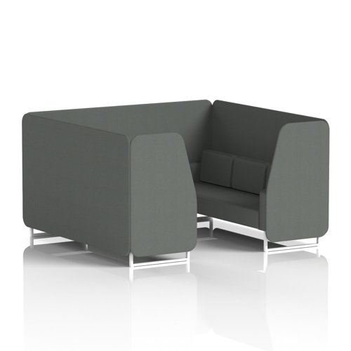 Brixworth 6 Seater Booth With White Legs In Sumi Fabric - Kobe Panels And Sofa