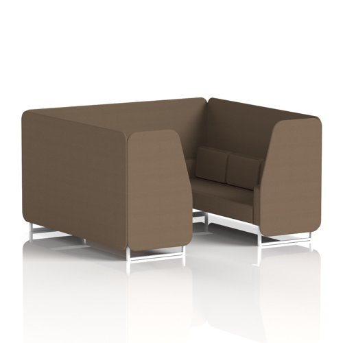 Brixworth 6 Seater Booth With White Legs In Sumi Fabric - Osaka Panels And Sofa