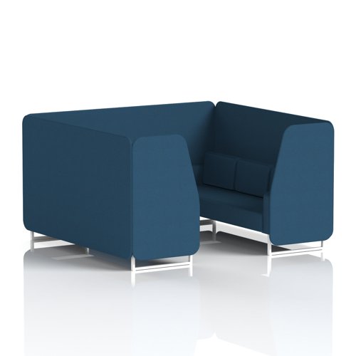Brixworth 6 Seater Booth With White Legs In Sumi Fabric - Uto Panels And Sofa