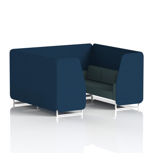 Brixworth 6 Seater Booth With White Legs In X2 Fabric - Calculus Panels And Polygon Sofa