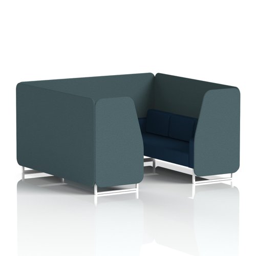 Brixworth 6 Seater Booth With White Legs In X2 Fabric - Polygon Panels And Calculus Sofa