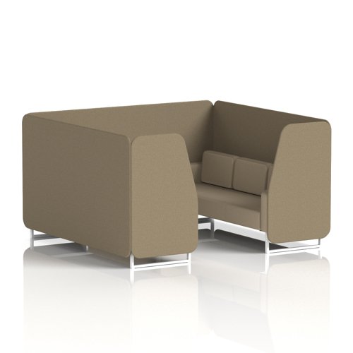 Brixworth 6 Seater Booth With White Legs In Main Line Flax Fabric - Bank Panels And Upminster Sofa