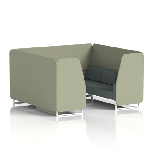 Brixworth 6 Seater Booth With White Legs In Main Line Flax Fabric - Newbury Panels And Westminster Sofa