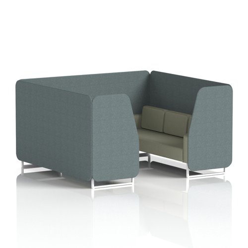 Brixworth 6 Seater Booth With White Legs In Main Line Flax Fabric - Westminster Panels And Newbury Sofa