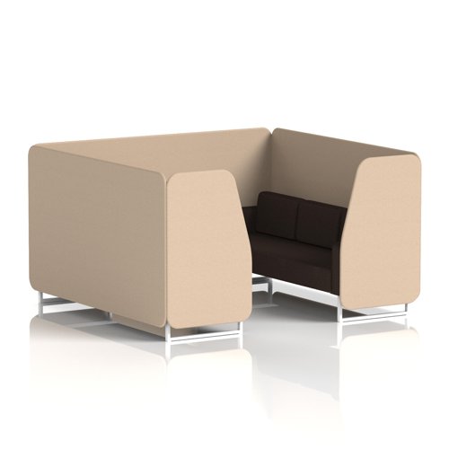 Brixworth 6 Seater Booth With White Legs In Synergy Fabric - Affix Panels And Wed Sofa