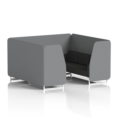 Brixworth 6 Seater Booth With White Legs In Synergy Fabric - Partner Panels And Mix Sofa