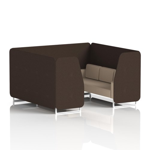 Brixworth 6 Seater Booth With White Legs In Synergy Fabric - Wed Panels And Affix Sofa