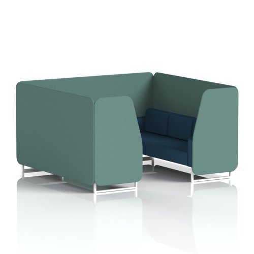 Brixworth 6 Seater Booth With White Legs In Sumi Fabric - Handa Panels And Uto Sofa