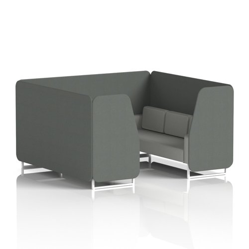 Brixworth 6 Seater Booth With White Legs In Sumi Fabric - Kobe Panels And Tokyo Sofa