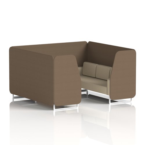 Brixworth 6 Seater Booth With White Legs In Sumi Fabric - Osaka Panels And Zen Sofa