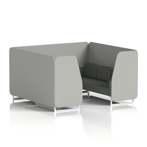 Brixworth 6 Seater Booth With White Legs In Sumi Fabric - Tokyo Panels And Kobe Sofa