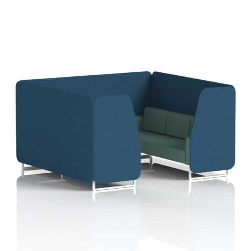 Brixworth 6 Seater Booth With White Legs In Sumi Fabric - Uto Panels And Handa Sofa