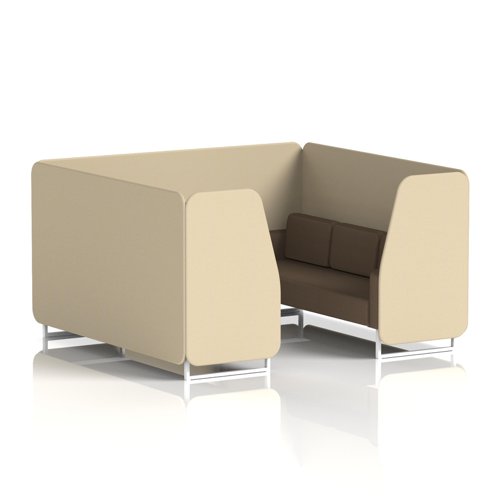 Brixworth 6 Seater Booth With White Legs In Sumi Fabric - Zen Panels And Osaka Sofa