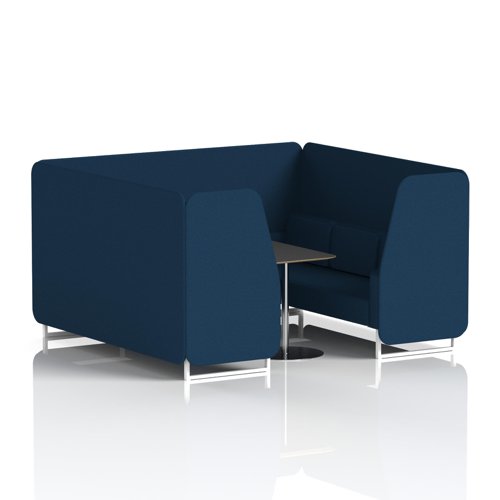 Brixworth 6 Seater Booth With White Legs And Black Table With Silver Leg In X2 Fabric - Calculus Panels And Sofa