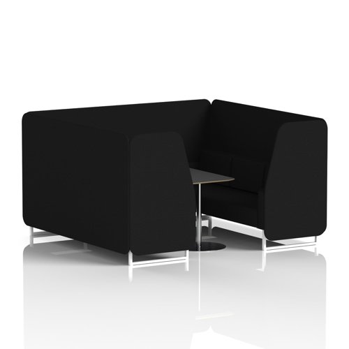 Brixworth 6 Seater Booth With White Legs And Black Table With Silver Leg In X2 Fabric - Diameter Panels And Sofa