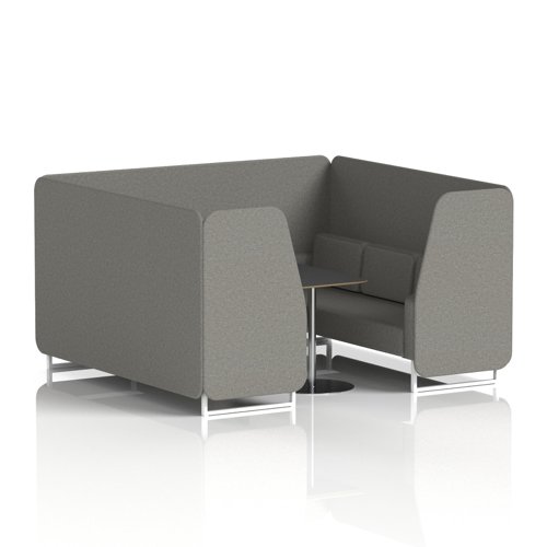 Brixworth 6 Seater Booth With White Legs And Black Table With Silver Leg In X2 Fabric - Number Panels And Sofa