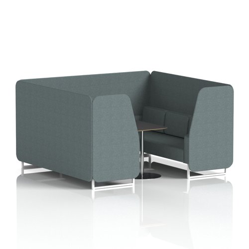 Brixworth 6 Seater Booth With White Legs And Black Table With Silver Leg In Main Line Flax Fabric - Westminster Panels And Sofa