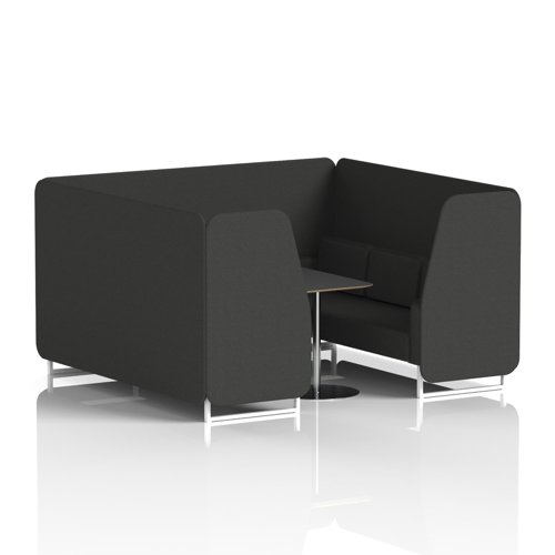 Brixworth 6 Seater Booth With White Legs And Black Table With Silver Leg In Synergy Fabric - Mix Panels And Sofa