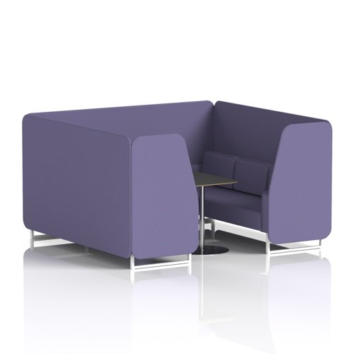 Brixworth 6 Seater Booth With White Legs And Black Table With Silver Leg In Synergy Fabric - Order Panels And Sofa