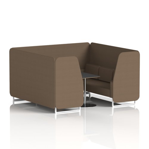 Brixworth 6 Seater Booth With White Legs And Black Table With Silver Leg In Sumi Fabric - Osaka Panels And Sofa
