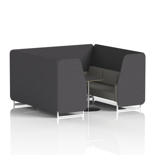 Brixworth 6 Seater Booth With White Legs And Black Table With Silver Leg In X2 Fabric - Arithmetic Panels And Number Sofa