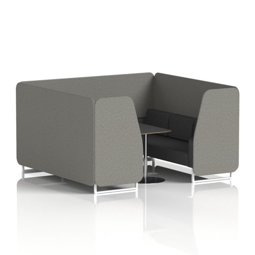 Brixworth 6 Seater Booth With White Legs And Black Table With Silver Leg In X2 Fabric - Number Panels And Arithmetic Sofa