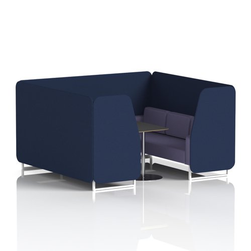 Brixworth 6 Seater Booth With White Legs And Black Table With Silver Leg In Synergy Fabric - Alike Panels And Order Sofa