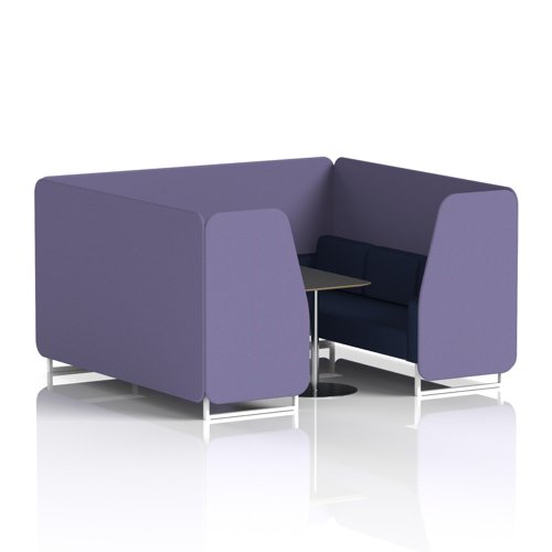 Brixworth 6 Seater Booth With White Legs And Black Table With Silver Leg In Synergy Fabric - Order Panels And Alike Sofa