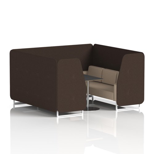 Brixworth 6 Seater Booth With White Legs And Black Table With Silver Leg In Synergy Fabric - Wed Panels And Affix Sofa
