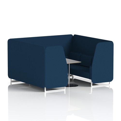 Brixworth 6 Seater Booth With White Legs And Grey Table With Silver Leg In X2 Fabric - Calculus Panels And Sofa