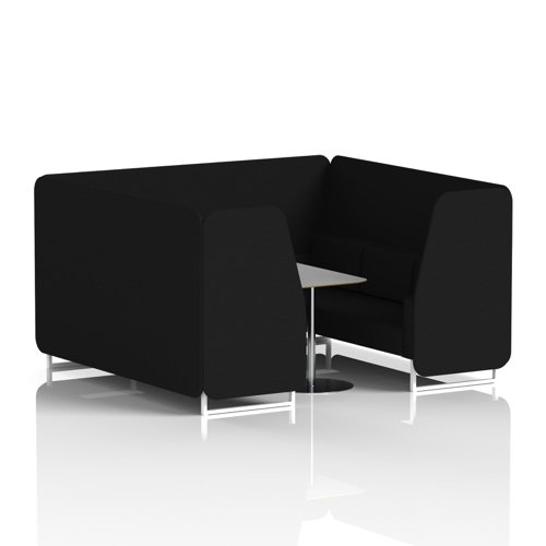 Brixworth 6 Seater Booth With White Legs And Grey Table With Silver Leg In X2 Fabric - Diameter Panels And Sofa