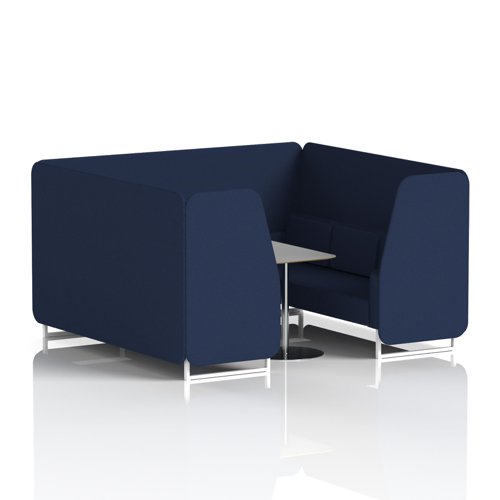 Brixworth 6 Seater Booth With White Legs And Grey Table With Silver Leg In Synergy Fabric - Alike Panels And Sofa